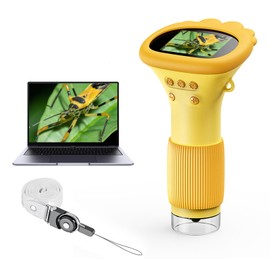 Daxiongmao Children's Microscope with 2.0 Inch IPS Display, USB Port for PC, 8 LED Lighting, 200-1000x Magnification - Handy Pocket Microscope for Outdoor Ages 3+ Orange (Orange)