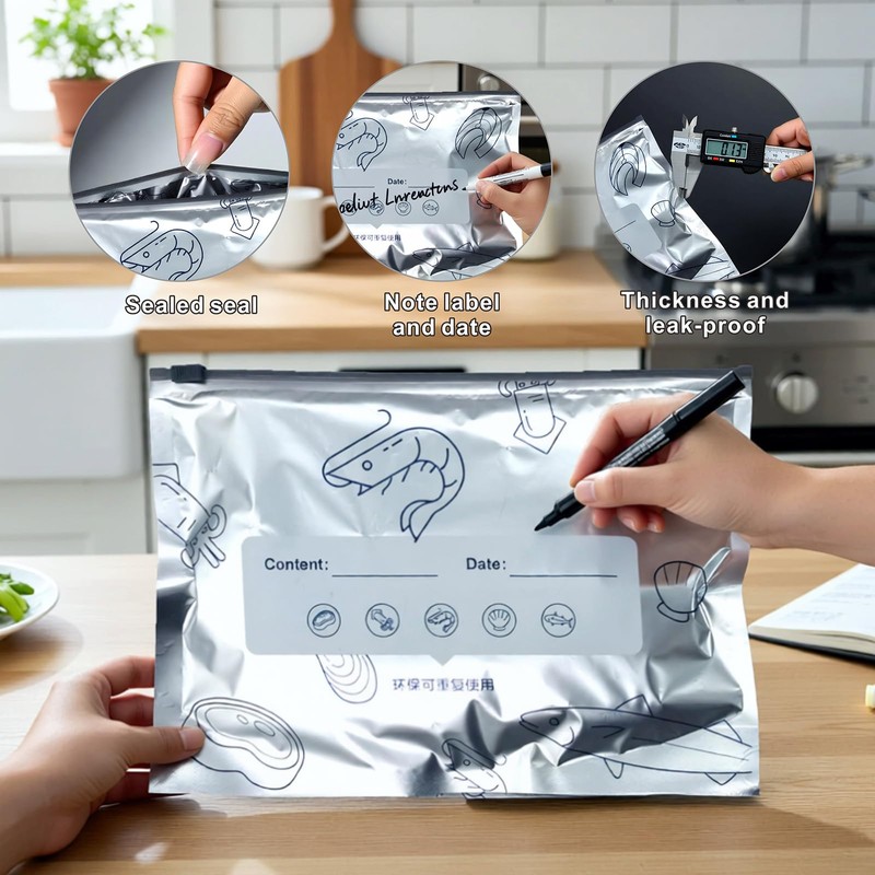 40 Pcs Reusable Aluminum Foil Freezer Bags for Food and