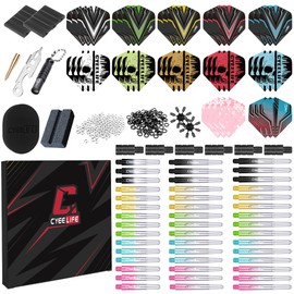 CyeeLife Dart Accessories Kit, Professional Darts Accessories, Dart flights, PC Shafts, Broken Shaft Remover,Finger Grip,Dart sharpener, O Rings, Flight protectors and Counterweight ect