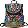 Linian Women's Daypack Backpack Vintage Canvas Backpack with Flowers
