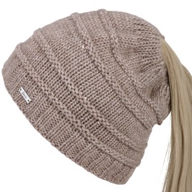 Faera Women's Winter Hat Cable Hole Braid Beanie Hat Knitted Hat 72, brown
