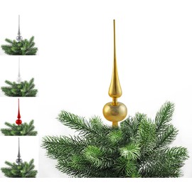 JACK Plastic Christmas Tree Topper Height 28 cm, Diameter 6 cm Christmas Tree Topper Gold Silver Red Grey White Gloss Colour: Gold
