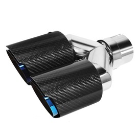 Vechkom 2.5"Inlet Dual Exhaust Tip 3.5"Outlet Y Style Carbon Fiber Car Exhaust Pipe Rear Tip (Glossy Blue Roasted)