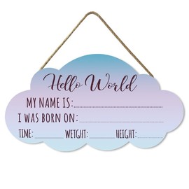 Ymaotrade Blank Name Sign Wooden Baby Announcement Sign, Birth Announcement Sign, Hello World Newborn Sign, Baby Name Sign for Photo Prop Baby Shower Nursery Gift12"×6.5"