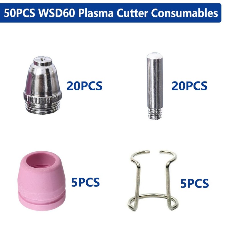 Plasma Cutter Consumables 50PCS WSD60 AG60 Non-Touch Pilot Arc Plasma