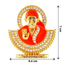 GCT Shirdi SAI Baba Idol Metal Statue for Car Dashboard | Mandir Pooja Murti | Temple Puja | Home Decor | Office Showpiece