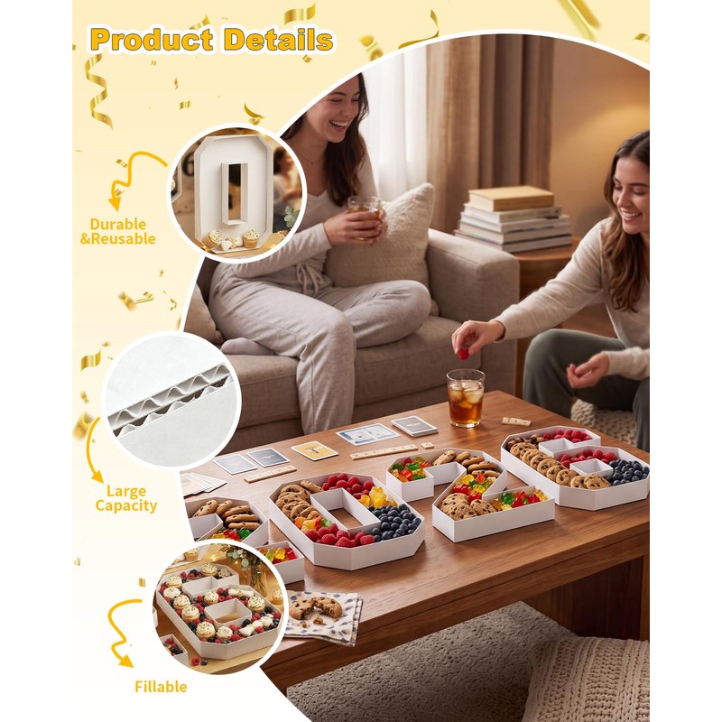 2026 Fillable Charcuterie Numbers Trays, 8.27“ Numbers Charcuterie Board Box