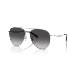COACH Women's HC7169 Aviator Sunglasses, Shiny Silver/Grey Gradient, 57 mm