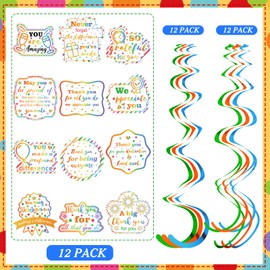 Weekgrat 36 Pcs Housekeeping Week Appreciation Party Decor We Appreciate You Surgical Tech Table Honeycomb Centerpieces Thank You Hanging Swirls Banner for Pastor Teacher Staff Employee(Colorful)