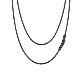 Mens String Rope Necklace Black Jewelry Plain Leather Necklace Cord with Clasp