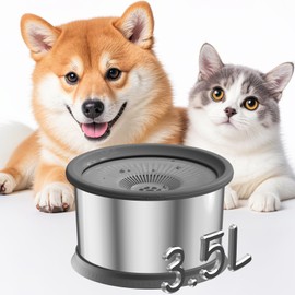 3.5L Dog Water Bowl No Spill 118oz Stainless Steel Water Bowl for Dogs No Splash Slow Water Feeder with Anti-Slip Mat for Messy Drinkers
