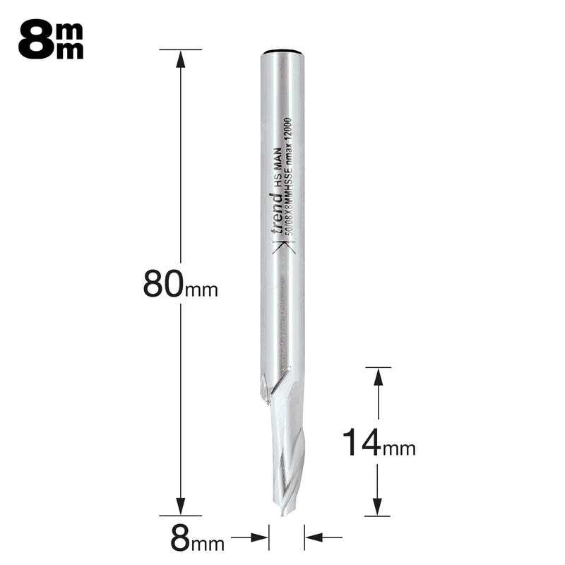 Trend Professional Aluminium Cutter, 8mm Shank, 8mm Cut Diameter &