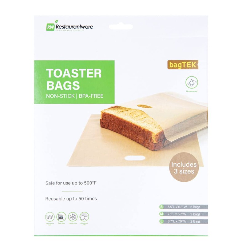 Bag Tek Toaster Bag Set, 6 Non-Stick Toaster Sandwich Bag