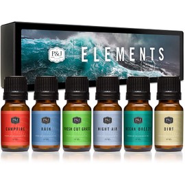Elements Set of 6 Fragrance Oils - Premium Grade Scented Oil - 10ml - Campfire, Night Air, Ocean Breeze, Dirt, Rain, Fresh Cut Grass