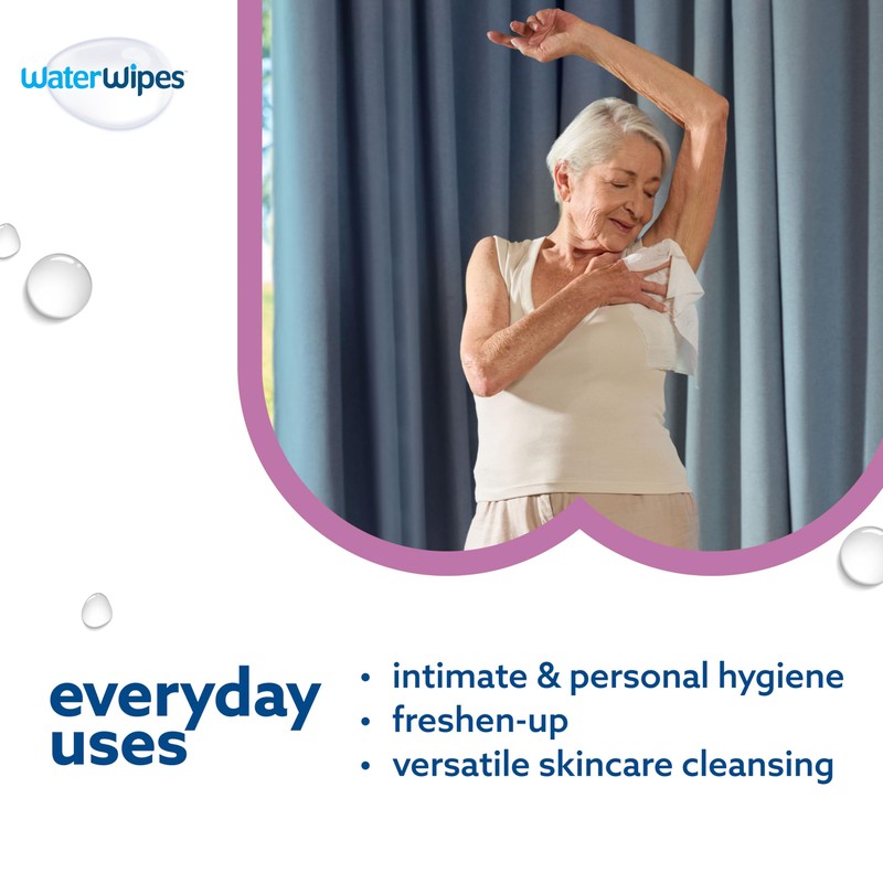 WaterWipes Sensitive+ Body & Intimate Wipes, 3-In-1 Cleans, Cares, Protects,