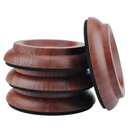 ZONADA Set of 4 Solid Hardwood (Walnut Color) Upright Piano Caster Cups for Floor Protection and Enhanced Stability