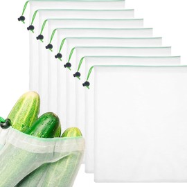 KFSCIP 8 PCS Reusable Produce Bags Mesh, (30 * 35cm) Mesh Bags, Vegetable Bags, See Through Mesh Produce Bags for Storage Fruit Vegetable, Drawstring Produce Bags for Fruit, Vegetable, Toys, Grocery