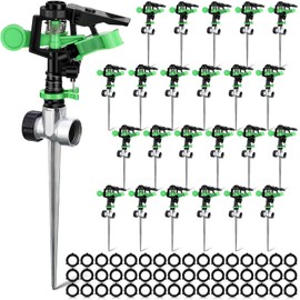 Sprinklers for Yard Garden Sprinkler 360 Degree Automatic Rotating Lawn Sprinkler with Water Stop Ring Adjustable Rotating Pulsating Sprinklers for Yard Ground Grass Irrigation System (24)