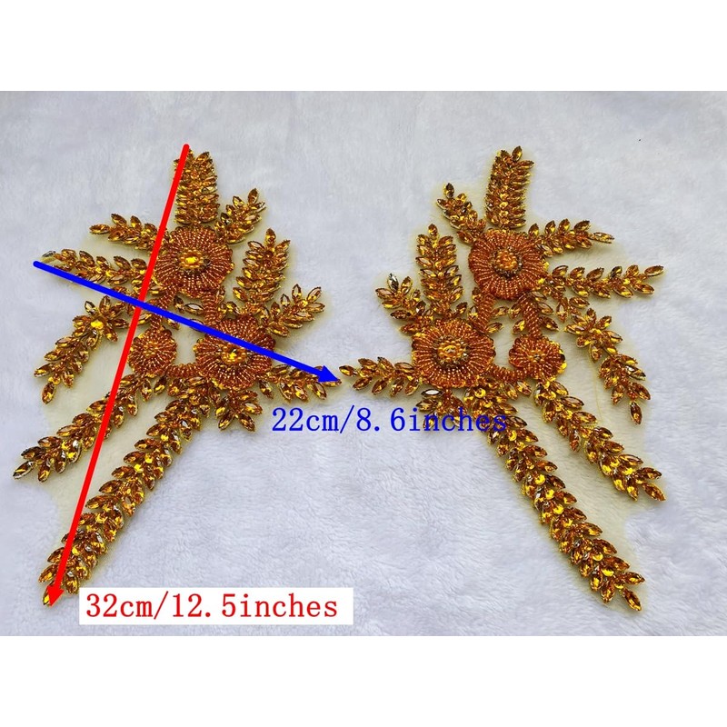 ESOSZNUA Two Colors Handmade Beaded Crystal Patches Bodice Lace DIY