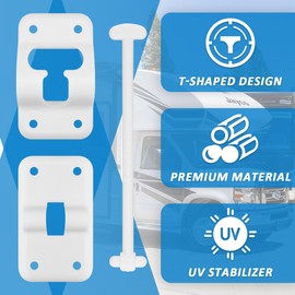 SAQXK 4pcs RV/Camper T-Style Door Holder Catch, RV Door Latches 6" Arm for Outside Door, Replacement Entry Door Holder Camper Trailer Cargo Hatch to Keep Door Open White fit for RV010