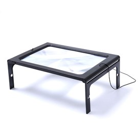 Hands-Free Magnifying Glass Large Full-Page Rectangular 3X Magnifier LED Lighted Illuminated Foldable Desktop Portable for Elder