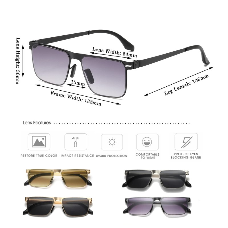 Long Keeper Sunglasses Vintage Retro Rectangular Metal Frame Glasses Women's