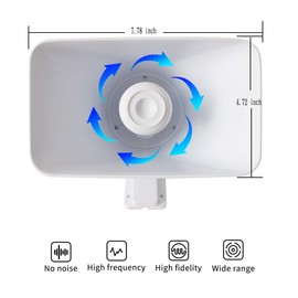 KLLsmDesign 30W Alarm Siren ,Dual Tone Outdoor Self Contained Electric Security Ring Siren with Bracket，6-12V DC 1.1Ah 130db 8 X 5.5 X 9 Inch for Car Home Doorbell Security Protection System,White