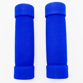 Land-Haus-Shop® Bicycle Grips Scooter Handlebar Grips, Foam Rubber Cover Foam or Leather-Look Faux Leather Retro Look, blue