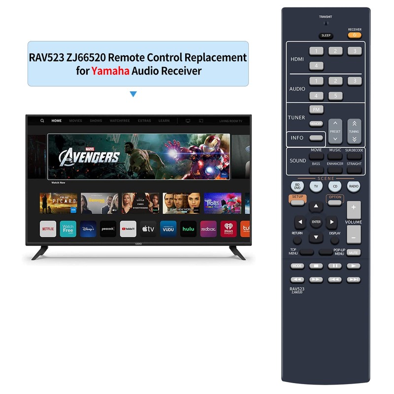 RAV523 ZJ66520 Remote Control Replacement for Yamaha AV Receiver RX-V571