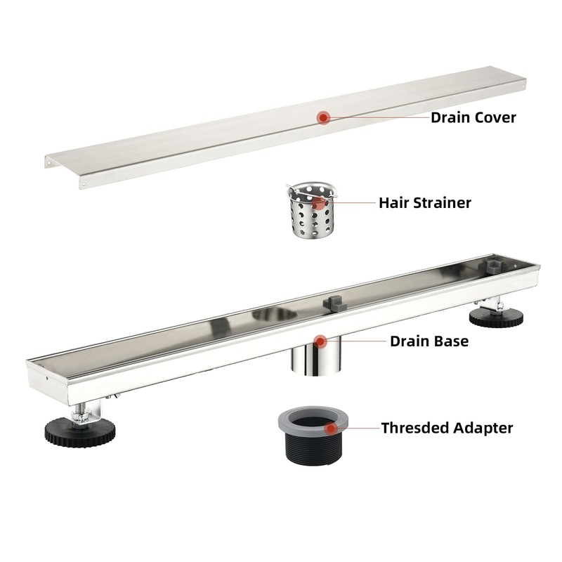 Kuaisailsk Linear Shower Drain ，24 Inch Brushed 304 Stainless Steel