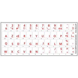 Online-Welcome French Azerty Transparent Keyboard Label Red
