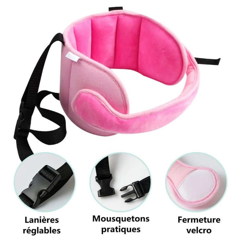 LATRAT Child Car Seat Head Support Strap, Adjustable Headrest Child