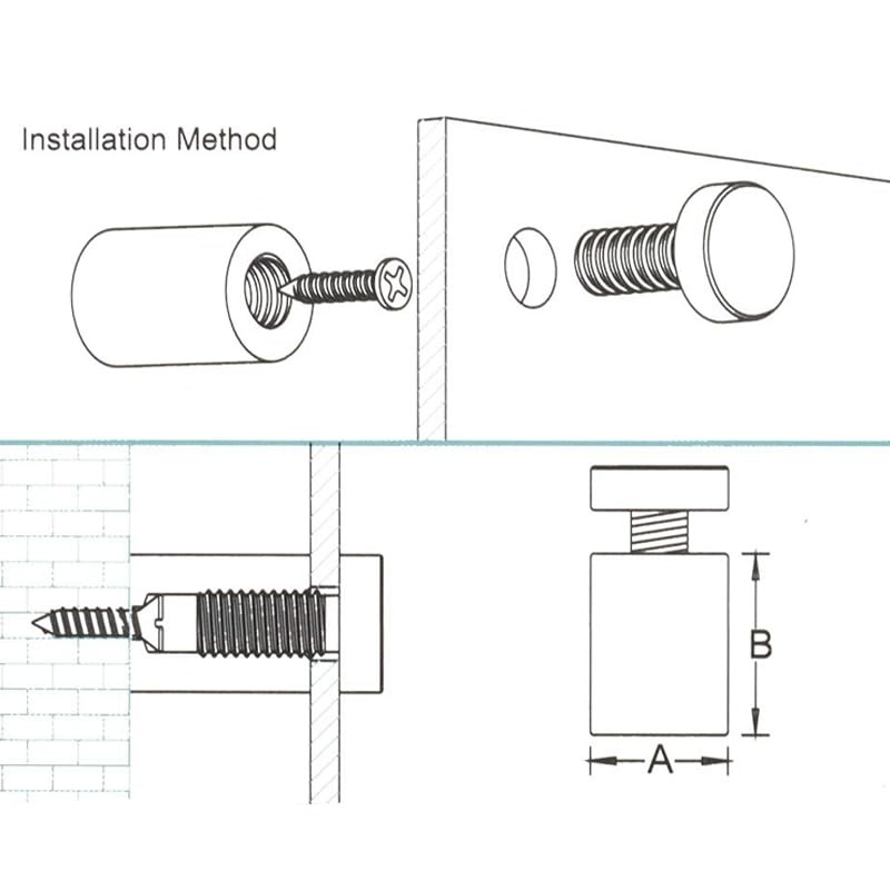 Sign Standoff 1/2" x 3/4", Solid Aluminum Sign Standoff Screws