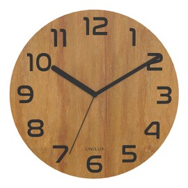 Unilux Bali Palma Modern Wall Clock Bamboo Dial 30 cm No Ticking