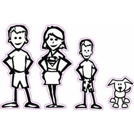 Stick Family - Mom & Dad Son & Dog Decal