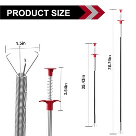2 Pack Drain Unblocker Tools with Claw, 90cm/200cm Flexible Sink Grabbers, Retractable Drain Snake Grabber, Sink Unblocker Hair Clog Remover for Kitchen Sink Bathroom Toilet