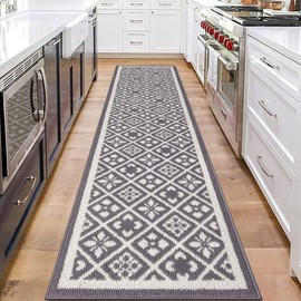 Ileading Runner Rugs for Hallway 2'x8' Non Slip Farmhouse Long Kitchen Floor Mats with Rubber Backing Absorbable throw rug Machine Washable Indoor Funny Decor Carpet for Corridor Petmat Entryway(Grey)