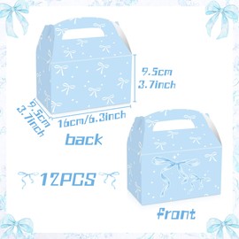 JeVenis 12PCS Blue Bow Popcorn Boxes Bow Party Favor Bags Bow Treat Goodies Candy Boxes for Girls Birthday Baby Shower Bachelorette Party Supplies