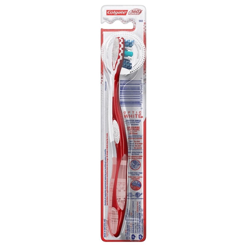 Colgate 360 Optic White Toothbrush, Medium, 1 Count