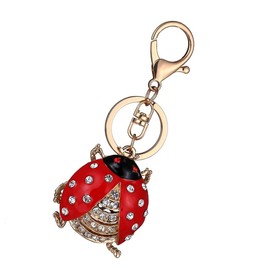 Wakauto Ladybird Keychain Charm Zinc Alloy Keychains for Women for Car Key Accessory Hanging Car Keyring