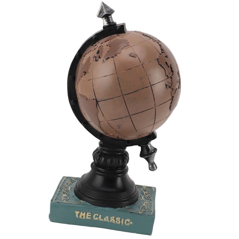 Globe Clock Decorative Desk Ornament Resin World Map Clock with