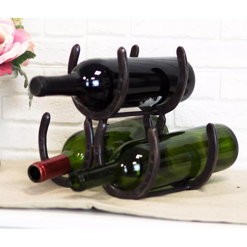 Ebros Gift Large Cast Iron Rustic Farmhouse Stacked Horseshoes 3