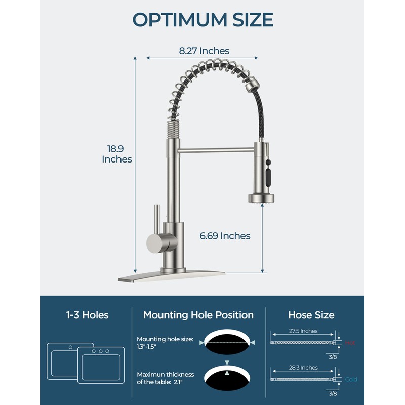FORIOUS Kitchen Faucet with Pull Down Sprayer, Brushed Nickel Stainless