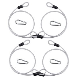 Pack of 4 Wire Rope Security Cable Lock Steel Cable with Eyelets Security Stainless Steel Security Cable Anti-Theft Rope with Carabiner for Garden Furniture Bicycle (0.8 m x 3 mm)