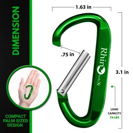 Rhino Produxs 8PCS Lightweight Snap Carabiner Clips, D Ring Shape