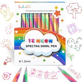 LIULIUCAI 12 Pack Rainbow Gel Pens with Upgraded Tip, Magic 3-Color Mixing Gel Pens Set, Neon for Adult Coloring Books, Journaling, Doodling, Stable Colorful Art Supplies