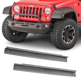 Quadratec Front Custom Fit Entry Guards - Fits Jeep Wrangler JK 2-Door 2007-2018 - High Coverage - Injection-Molded Virtually Indestructible Black TPE Material - Polygon Tread Design