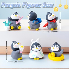 EVDERS 6Pcs Mini Penguin Resin Animals Figures, Mini Antarctica Animal Figures Set, Cute Miniature Resin Penguin Figurines Bulk Toys for Desk Decorations, Micro-Landscape Garden, Game Dollhouse Decor