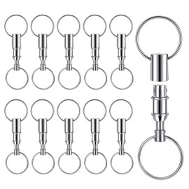 Aeaocvo 10 PCS Detachable Key Ring Quick Release Keychain, Heavy Duty Pull Apart Key Chain for Men Women Double Spring Key Accessory