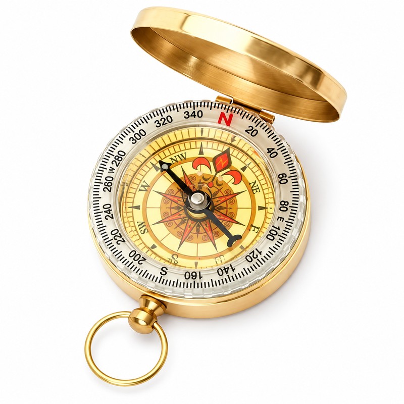 Portable Pocket Compass for Hiking and Camping – Gold-Tone Water-Resistant